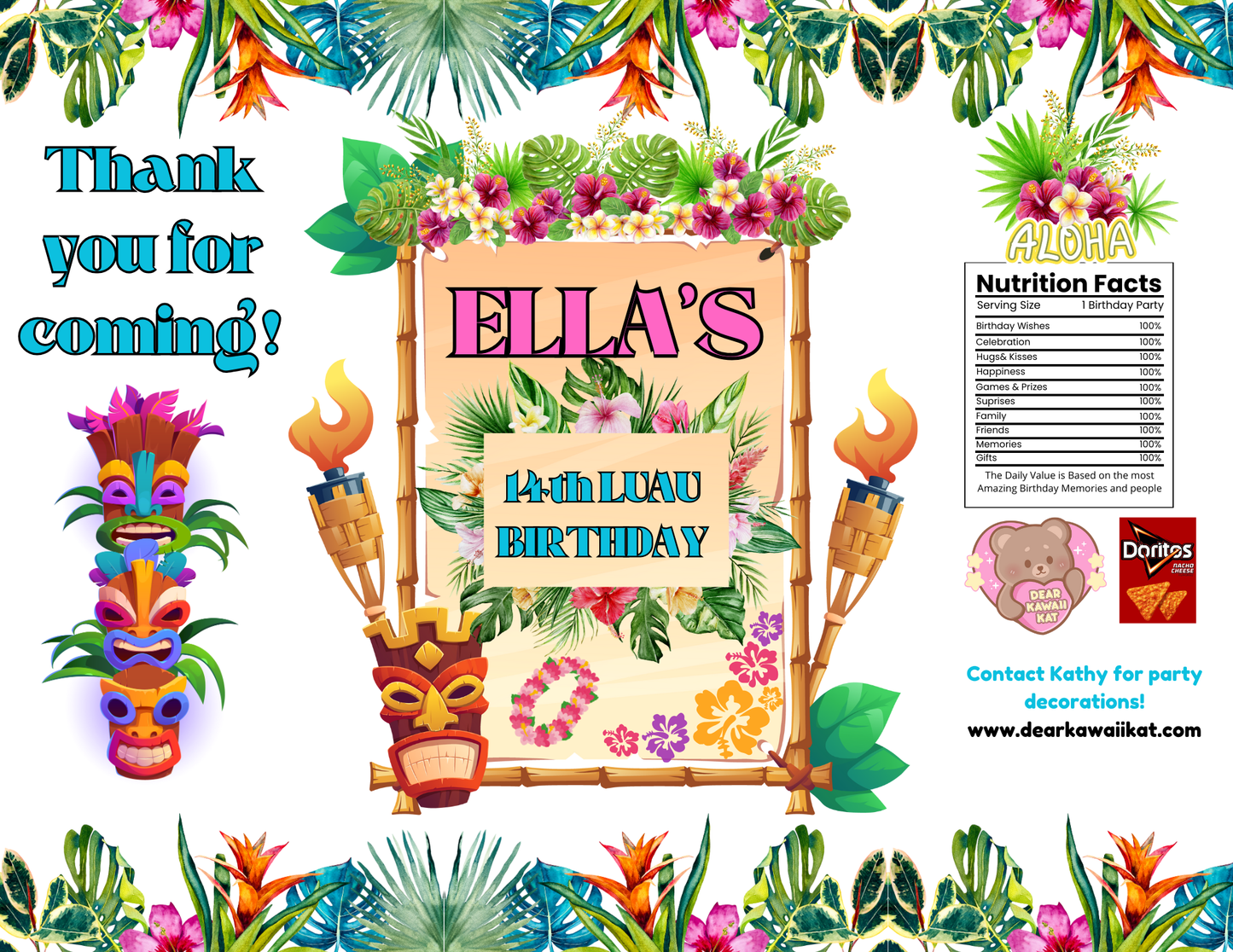 Hawaii Theme Chip Bags