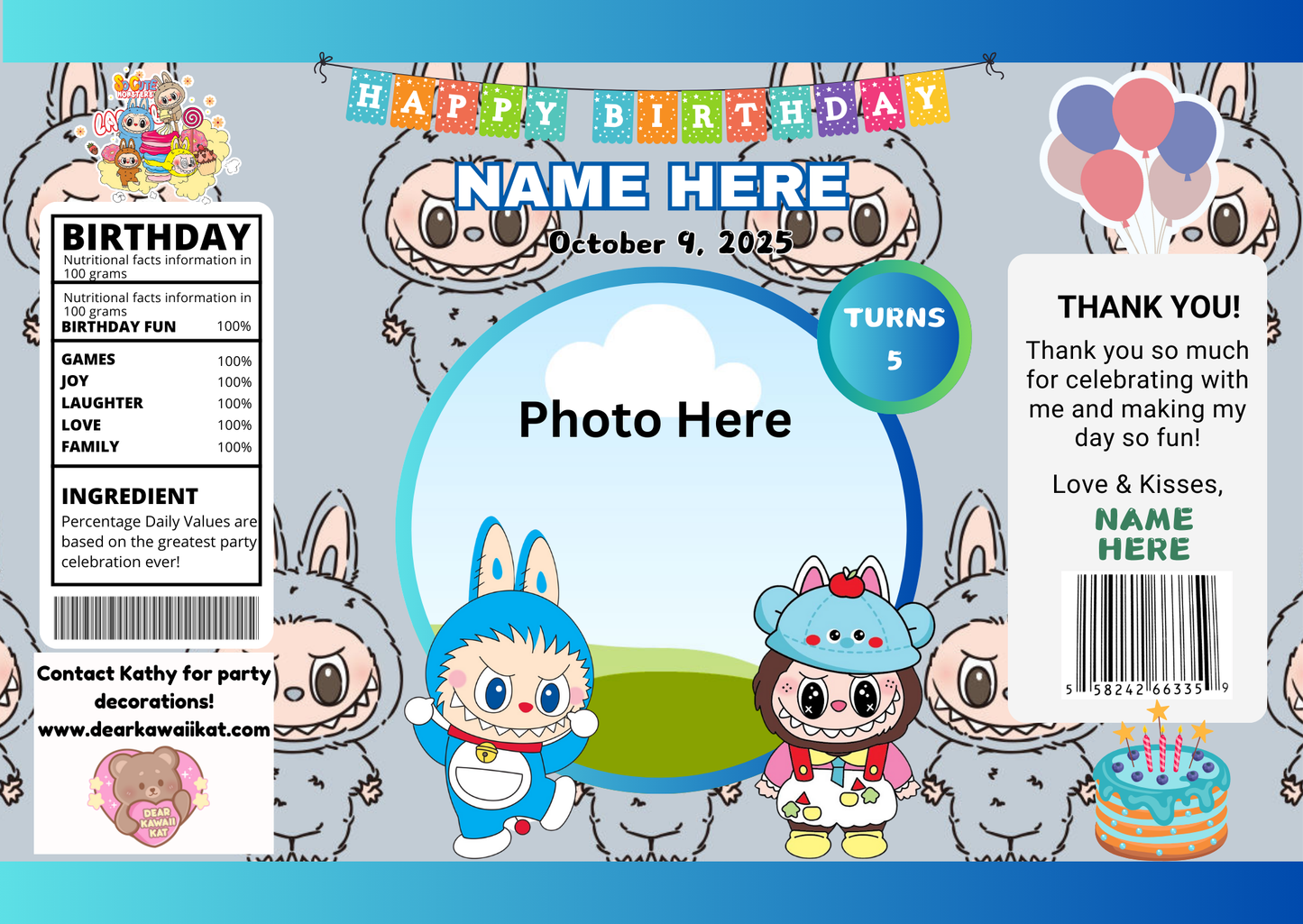 Labubu Light Blue Chip Bags