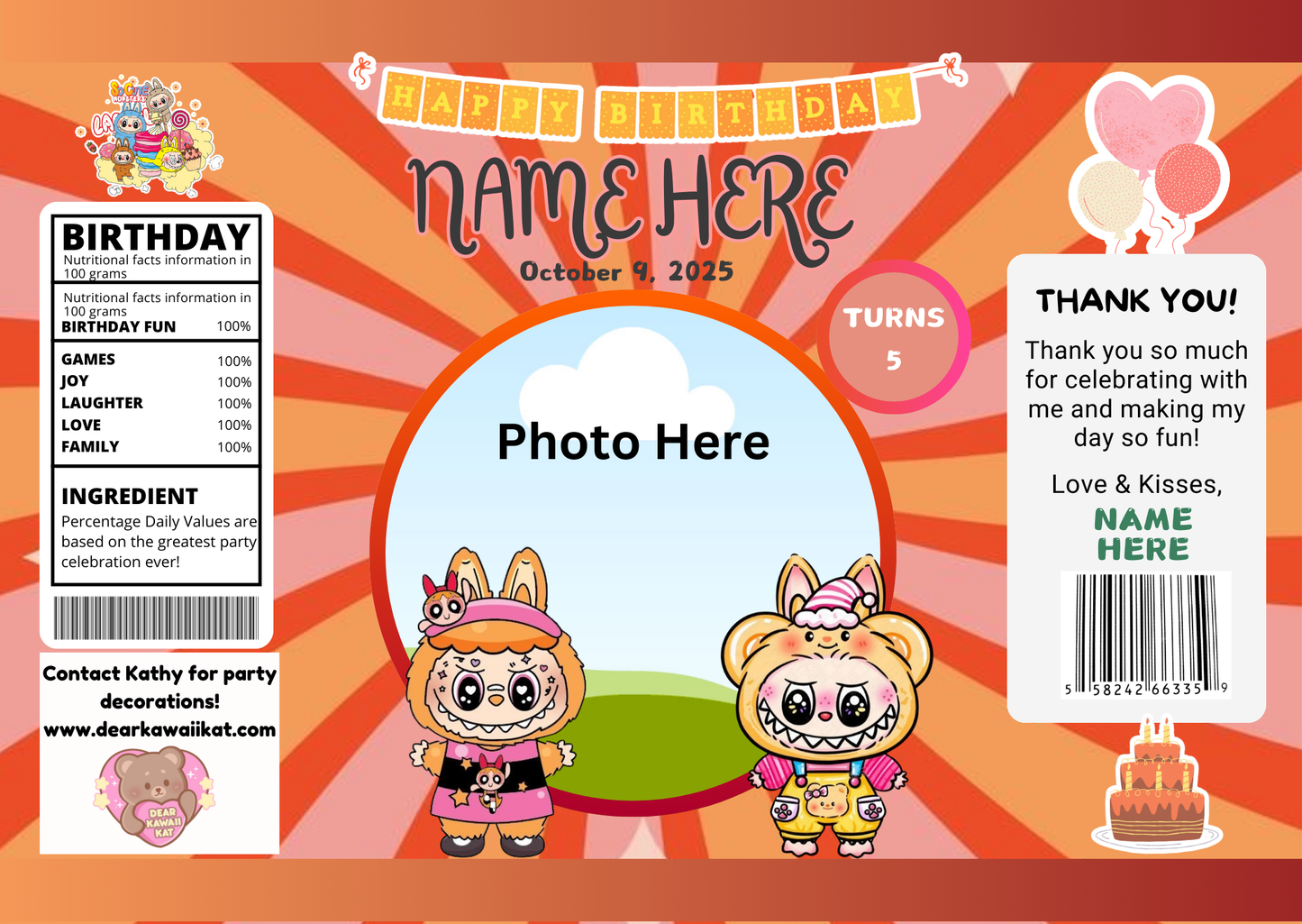 Labubu Orange Chip Bags