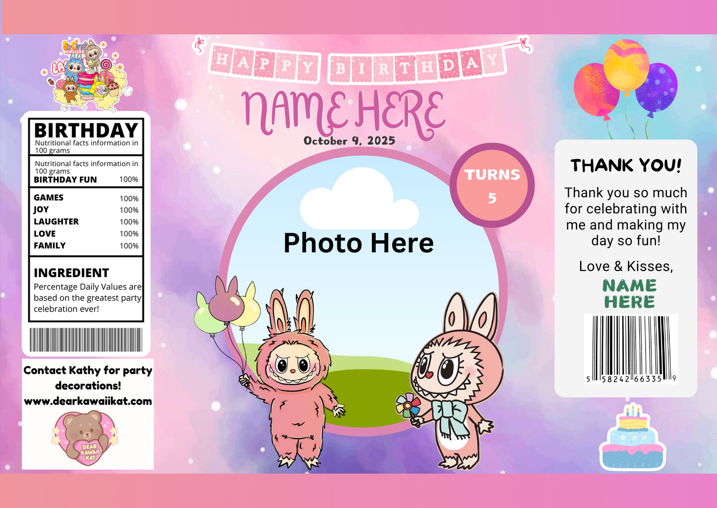 Labubu PinkPurple Chip Bags