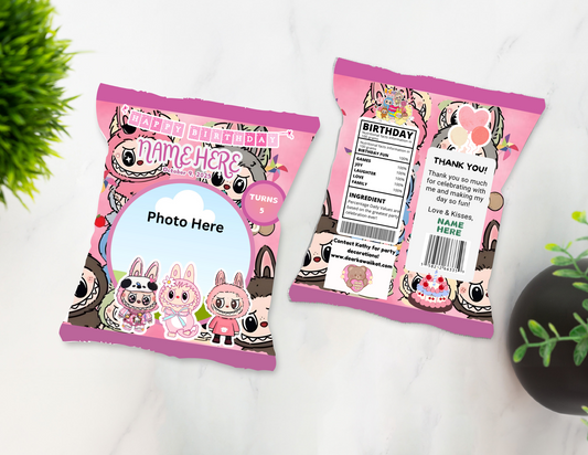 Labubu Dark Pink Chip Bags